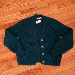 LOFT Teal Cardigan Sweater with Buttons